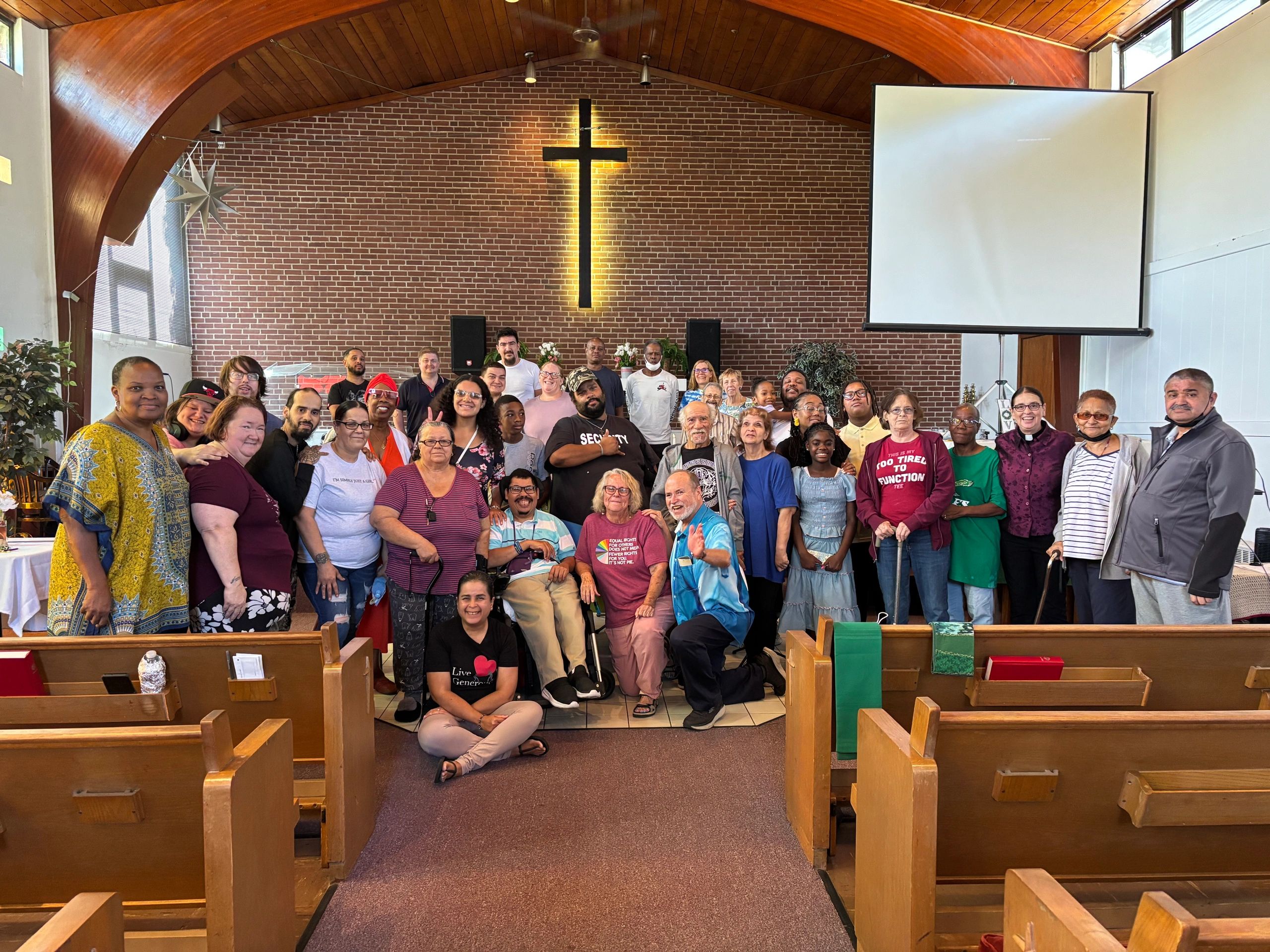 Diverse community group at church